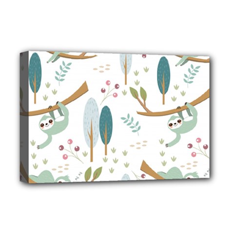 Pattern Sloth Woodland Deluxe Canvas 18  X 12  (stretched) by Hannah976