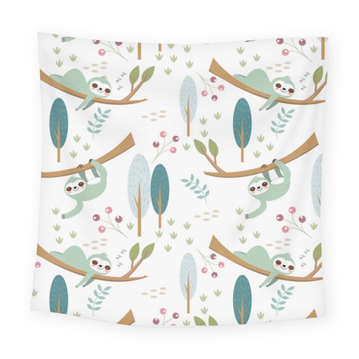 Pattern Sloth Woodland Square Tapestry (Large)