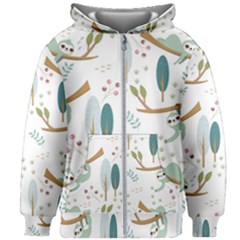 Pattern Sloth Woodland Kids  Zipper Hoodie Without Drawstring