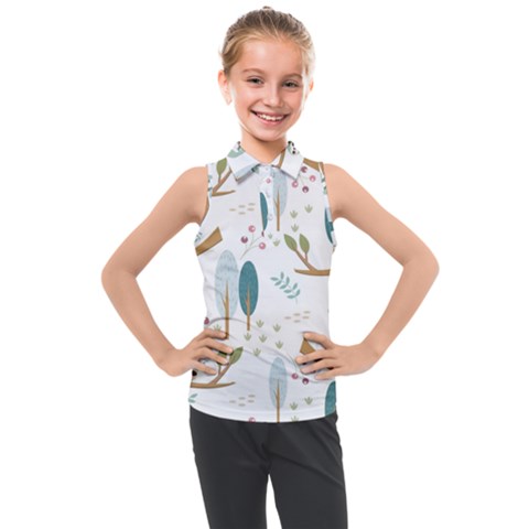 Pattern Sloth Woodland Kids  Sleeveless Polo T-shirt by Hannah976