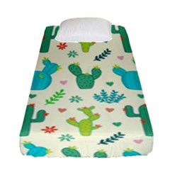 Cactus Succulents Floral Seamless Pattern Fitted Sheet (single Size) by Hannah976