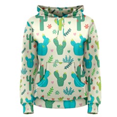 Cactus Succulents Floral Seamless Pattern Women s Pullover Hoodie