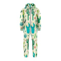 Cactus Succulents Floral Seamless Pattern Hooded Jumpsuit (kids)