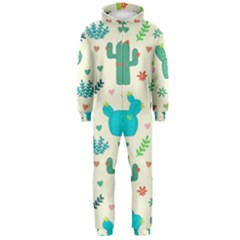 Cactus Succulents Floral Seamless Pattern Hooded Jumpsuit (men)