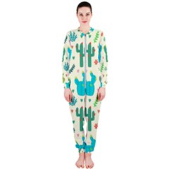 Cactus Succulents Floral Seamless Pattern Onepiece Jumpsuit (ladies)