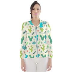 Cactus Succulents Floral Seamless Pattern Women s Windbreaker