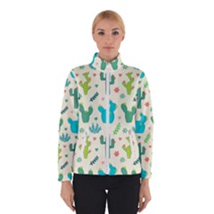 Cactus Succulents Floral Seamless Pattern Women s Bomber Jacket