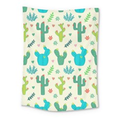 Cactus Succulents Floral Seamless Pattern Medium Tapestry