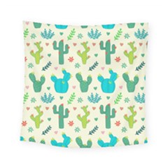 Cactus Succulents Floral Seamless Pattern Square Tapestry (small)