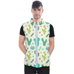 Cactus Succulents Floral Seamless Pattern Men s Puffer Vest