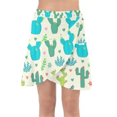 Cactus Succulents Floral Seamless Pattern Wrap Front Skirt by Hannah976