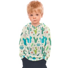 Cactus Succulents Floral Seamless Pattern Kids  Overhead Hoodie