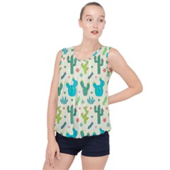 Cactus Succulents Floral Seamless Pattern Bubble Hem Chiffon Tank Top by Hannah976