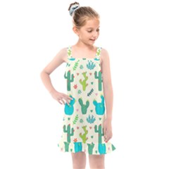 Cactus Succulents Floral Seamless Pattern Kids  Overall Dress by Hannah976