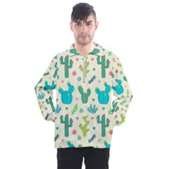 Cactus Succulents Floral Seamless Pattern Men s Half Zip Pullover