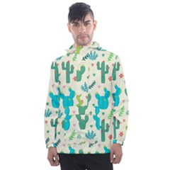 Cactus Succulents Floral Seamless Pattern Men s Front Pocket Pullover Windbreaker