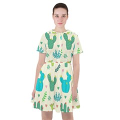 Cactus Succulents Floral Seamless Pattern Sailor Dress by Hannah976