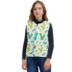 Cactus Succulents Floral Seamless Pattern Kid s Button Up Puffer Vest	