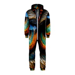 Eye Bird Feathers Vibrant Hooded Jumpsuit (kids)