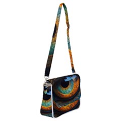 Eye Bird Feathers Vibrant Shoulder Bag With Back Zipper by Hannah976