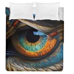 Eye Bird Feathers Vibrant Duvet Cover Double Side (queen Size) by Hannah976