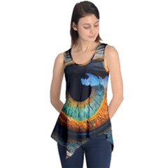 Eye Bird Feathers Vibrant Sleeveless Tunic by Hannah976