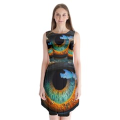 Eye Bird Feathers Vibrant Sleeveless Chiffon Dress   by Hannah976