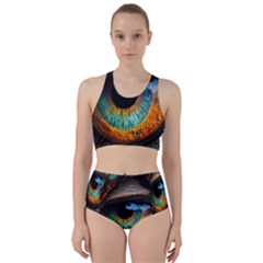 Eye Bird Feathers Vibrant Racer Back Bikini Set by Hannah976