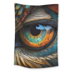 Eye Bird Feathers Vibrant Large Tapestry