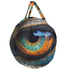 Eye Bird Feathers Vibrant Giant Round Zipper Tote by Hannah976