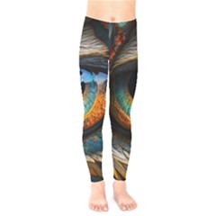 Eye Bird Feathers Vibrant Kids  Leggings by Hannah976