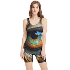 Eye Bird Feathers Vibrant Women s Wrestling Singlet by Hannah976