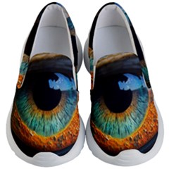 Eye Bird Feathers Vibrant Kids Lightweight Slip Ons by Hannah976