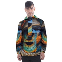 Eye Bird Feathers Vibrant Men s Front Pocket Pullover Windbreaker