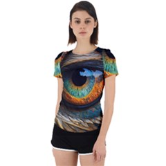 Eye Bird Feathers Vibrant Back Cut Out Sport T-shirt by Hannah976