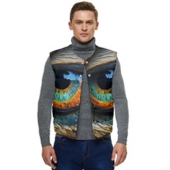 Eye Bird Feathers Vibrant Men s Button Up Puffer Vest	