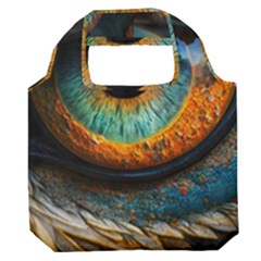 Eye Bird Feathers Vibrant Premium Foldable Grocery Recycle Bag by Hannah976