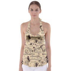 Musical Swirls Ladies Tie Back Tankini Top by RiverRootz