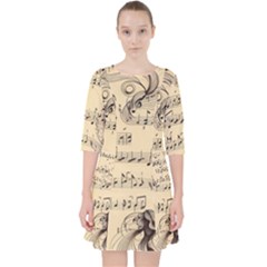 Musical Swirls Ladies Quarter Sleeve Pocket Dress by RiverRootz