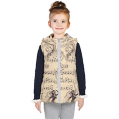 Musical Swirls Ladies Kids  Hooded Puffer Vest by RiverRootz