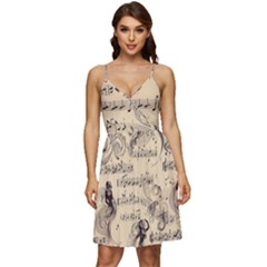 Musical Swirls Ladies V-neck Pocket Summer Dress  by RiverRootz