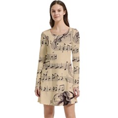 Musical Swirls Ladies Long Sleeve Velour Skater Dress by RiverRootz