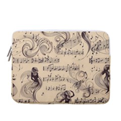 Musical Swirls Ladies 13  Vertical Laptop Sleeve Case With Pocket by RiverRootz