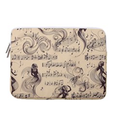 Musical Swirls Ladies 14  Vertical Laptop Sleeve Case With Pocket by RiverRootz