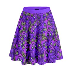 Ugly Funny Monster Bird Illustration Motif Random Pattern Bk High Waist Skirt