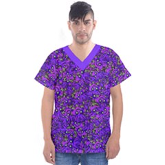 Ugly Funny Monster Bird Illustration Motif Random Pattern Bk Men s V-Neck Scrub Top