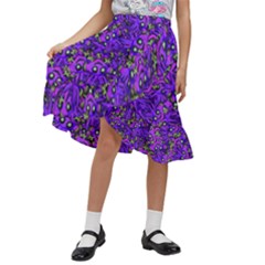 Ugly Funny Monster Bird Illustration Motif Random Pattern Bk Kids  Ruffle Flared Wrap Midi Skirt