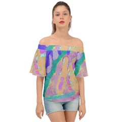 Original Abstract Art Off Shoulder Short Sleeve Top by Arttowear