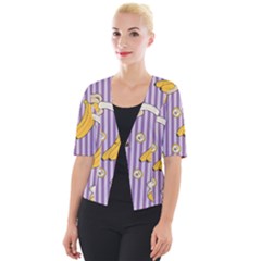 Pattern Bananas Fruit Tropical Seamless Texture Graphics Cropped Button Cardigan by Bedest