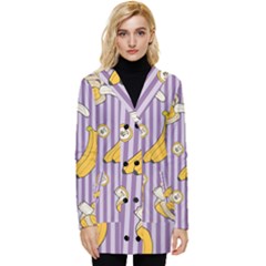 Pattern Bananas Fruit Tropical Seamless Texture Graphics Button Up Hooded Coat  by Bedest